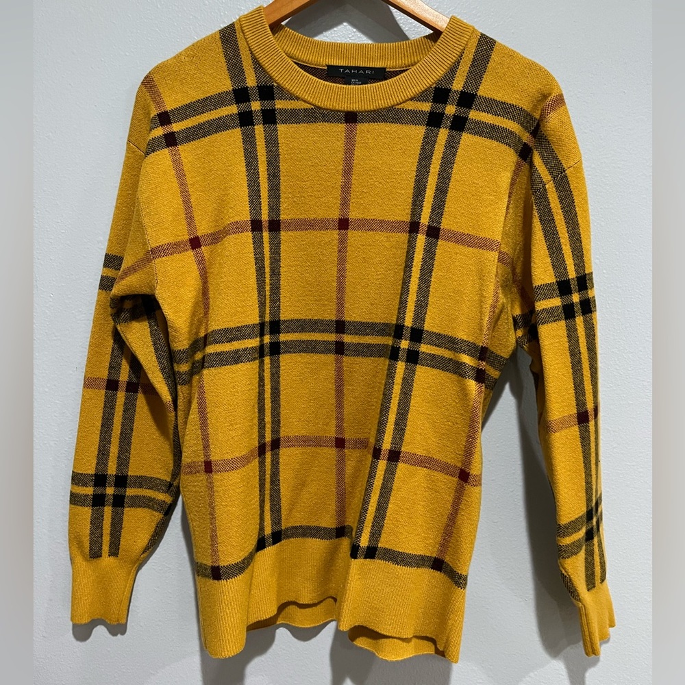 Mustard plaid thick sweater